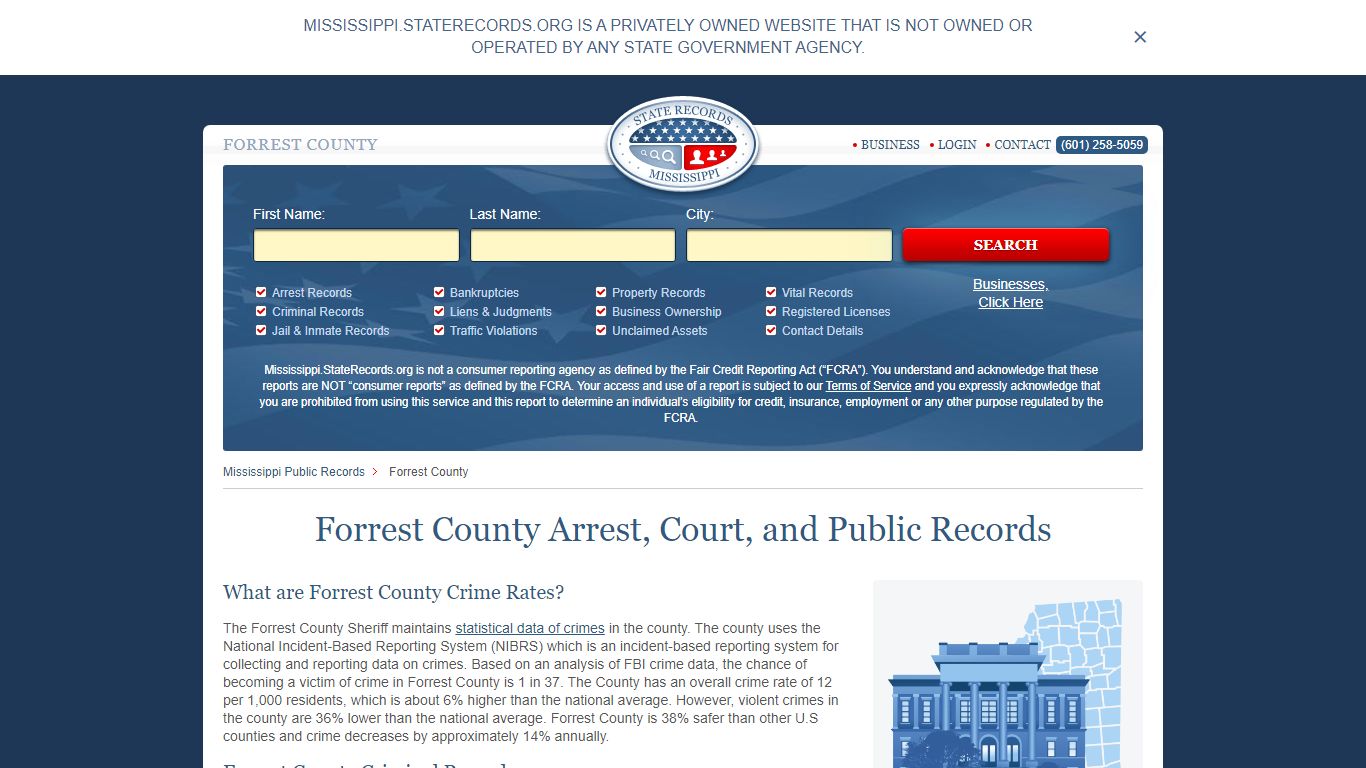 Forrest County Arrest, Court, and Public Records