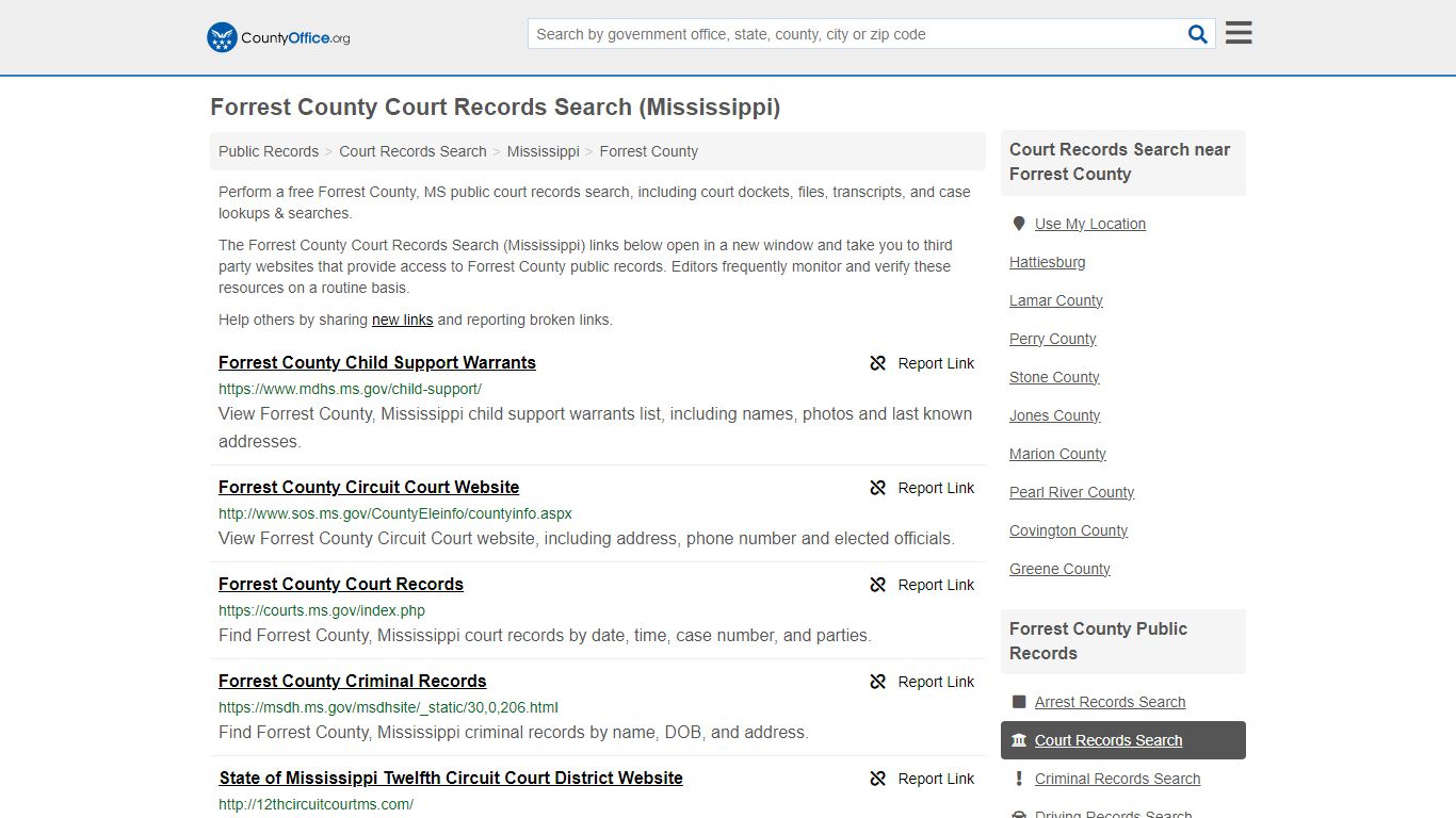 Court Records Search - Forrest County, MS (Adoptions, Criminal, Child ...