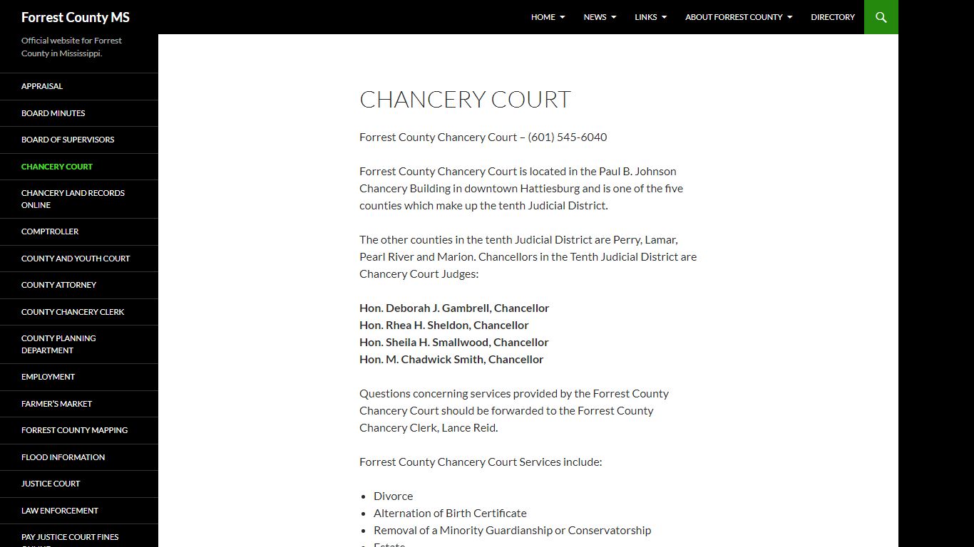 Chancery Court | Forrest County MS