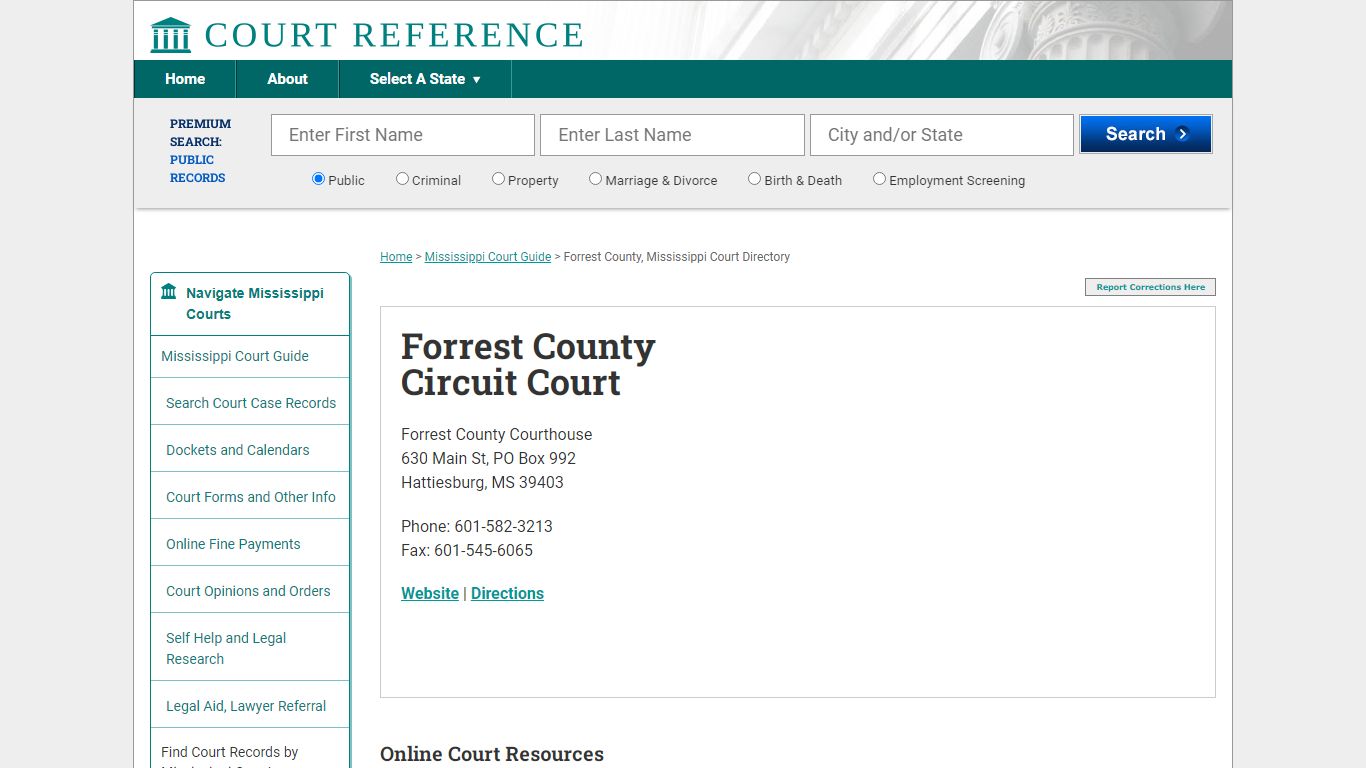 Forrest County Circuit Court - CourtReference.com